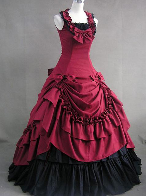 Plum Red Prom Sleeveless Gothic Victorian Lolita Dress