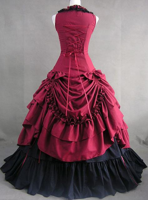 Plum Red Prom Sleeveless Gothic Victorian Lolita Dress