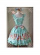 Magic Tea Party Gift Bear Series Printing Lace Cotton Sweet Lolita Sling Dress