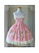 Magic Tea Party Gift Bear Series Printing Lace Cotton Sweet Lolita Sling Dress