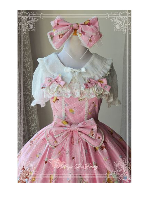 Magic Tea Party Gift Bear Series Printing Lace Cotton Sweet Lolita Sling Dress