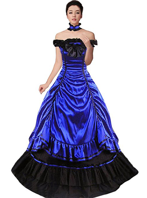 Victorian Aristocratic Gorgeous Blue Gothic Lolita Prom Dress