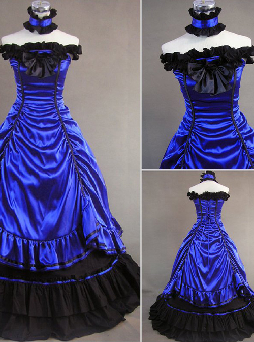 Victorian Aristocratic Gorgeous Blue Gothic Lolita Prom Dress