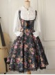 Retro Floral Printing Breast Care White Lace Classic Lolita Dress