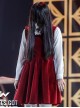 Pure Cotton White Shirt And Corduroy Red Sleeveless Dress Gothic Lolita Suit