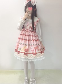 Plaid Strawberry Picnic Rabbit Series Sweet Lolita Sling Dress