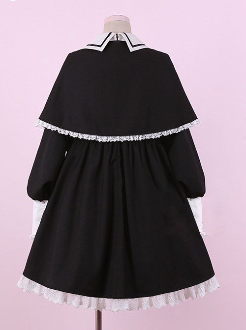 Late autumn Chapel Retro Gothic Lolita Long Sleeves Dress And Shawl