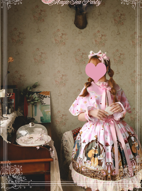 Magic Tea Party The Squirrel Couple's Afternoon Series Printing Sweet Lolita Sling Dress And Shawl