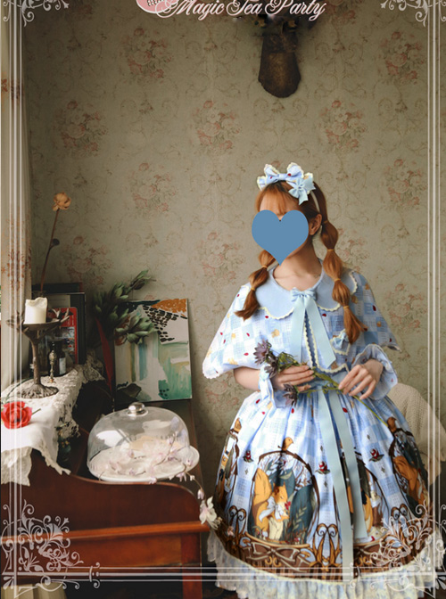 Magic Tea Party The Squirrel Couple's Afternoon Series Printing Sweet Lolita Sling Dress And Shawl