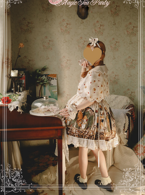 Magic Tea Party The Squirrel Couple's Afternoon Series Printing Sweet Lolita Sling Dress And Shawl