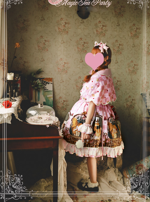 Magic Tea Party The Squirrel Couple's Afternoon Series Printing Sweet Lolita Sling Dress And Shawl