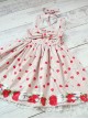 Fashion Strawberry Printing High Waist Light Brown Sweet Lolita Sling Dress