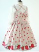 Fashion Strawberry Printing High Waist Light Brown Sweet Lolita Sling Dress