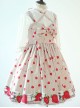 Fashion Strawberry Printing High Waist Light Brown Sweet Lolita Sling Dress