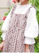 Mori Style Lattice Overskirt Sweet Lolita Sling Dress