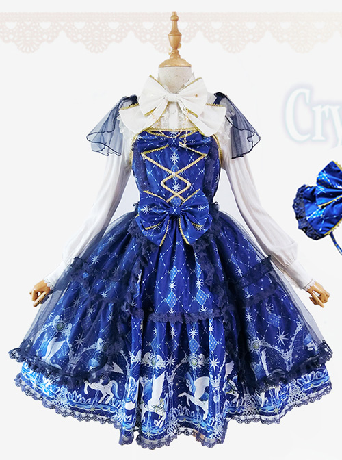 Fashion Pegasus Printing Blue Sweet Lolita Sling Dress