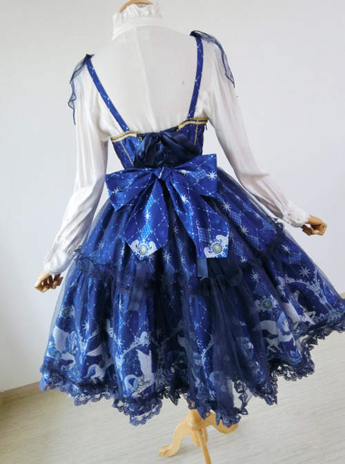 Fashion Pegasus Printing Blue Sweet Lolita Sling Dress