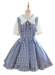 Pastoral Style Lattice Fake Two Pieces Sweet Lolita Short Sleeves Dress