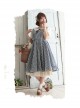Pastoral Style Lattice Fake Two Pieces Sweet Lolita Short Sleeves Dress