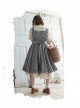 Pastoral Style Lattice Fake Two Pieces Sweet Lolita Short Sleeves Dress