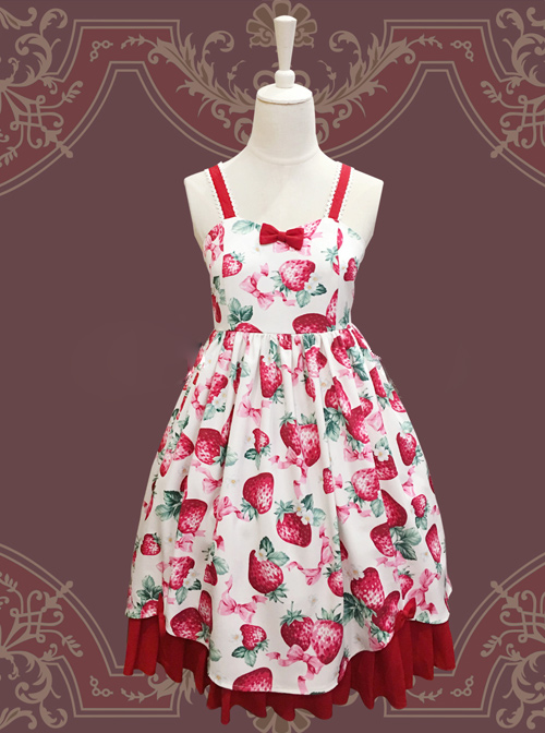 Fashion Strawberry Sweetheart Sweet Lolita Sling Dress