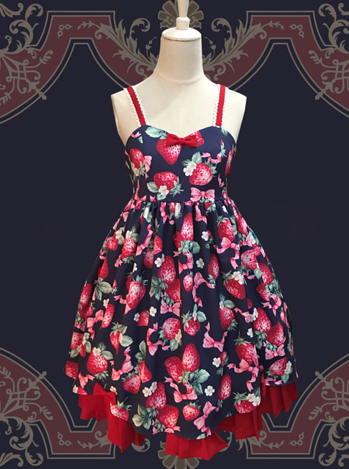 Fashion Strawberry Sweetheart Sweet Lolita Sling Dress