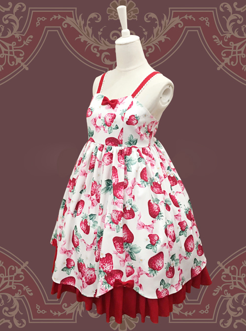 Fashion Strawberry Sweetheart Sweet Lolita Sling Dress