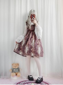 Daily Fawn Pattern Sweet Lolita Fly Sleeves Dress