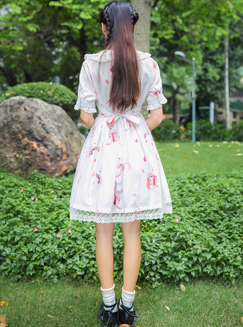 Fashion Musical Instrument Rabbit Series Printing Sweet Lolita Short Sleeves Dress