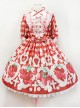 Fashion Cherry Red Strawberry High Waist Sweet Lolita Short Sleeves Dress