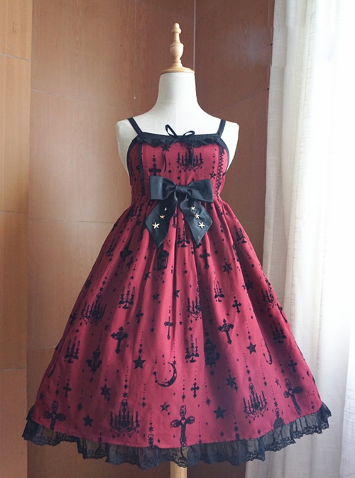 Fashion Sacred Lamp Series High Waist Gothic Lolita Sling Dress