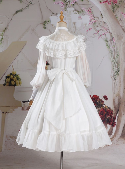 Palace Style Retro Fake Two Pieces Lace Embroidery Classic Lolita Dress