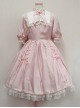 Cute Retro Pink Lace Bowknot Sweet Lolita Short Sleeves Dress