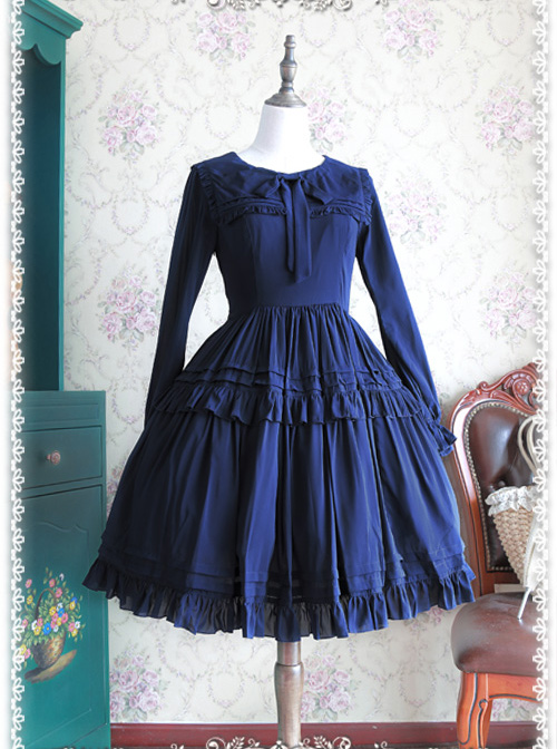 Lily Series Chiffon Long Sleeves Concise Classic Lolita Dress