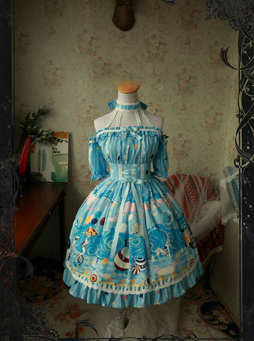 Magic Tea Party Circus Girl Series Sweet Lolita Short Sleeve And Sleeveless Dress Two Ways