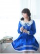 The Seaside Story Series Navy Style Navy Blue Sweet Lolita Long Sleeve Dress