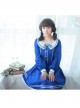 The Seaside Story Series Navy Style Navy Blue Sweet Lolita Long Sleeve Dress