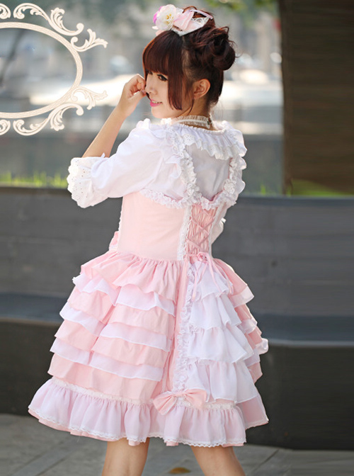 Cotton Chiffon Bowknot Square-neck Sleeveless Sweet Lolita Dress