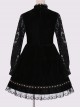 Crucifix Embroidery Lace Velvet Retro Gothic Lolita Dress