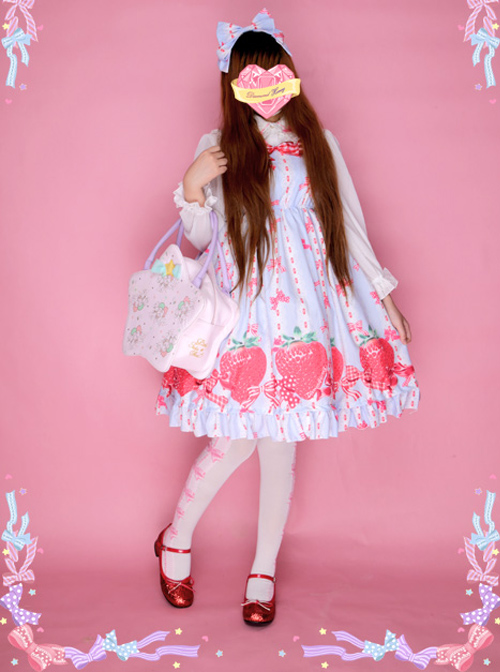 Bowknot Big Strawberries Sweet Lolita Sling Dress