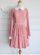 Retro Pink Pleuche Round Collar Long Sleeves Classic Lolita Dress