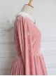 Retro Pink Pleuche Round Collar Long Sleeves Classic Lolita Dress