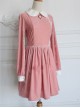 Retro Pink Pleuche Round Collar Long Sleeves Classic Lolita Dress