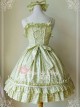 Magic Tea Party Fragrant Summer Series Heart Pattern Plaid Sweet Lolita Light Green Sling Dress