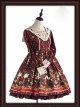 Pokerland's Bunnies Series Wine Red Sweet Lolita Long Sleeve Dress