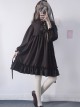 The Castle Under The Moonlight Pure Black Gothic Lolita Long Sleeve Dress