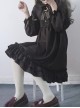 The Castle Under The Moonlight Pure Black Gothic Lolita Long Sleeve Dress