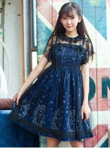 Starry Night Angel Series Navy Blue Two-piece Sling Dress