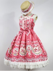 Strawberry Rabbit Series Sweet Lolita High Waist Sling Dress