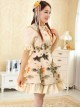 Koi And Lotus Flower Chinese Style Lolita Short Sleeve Dress